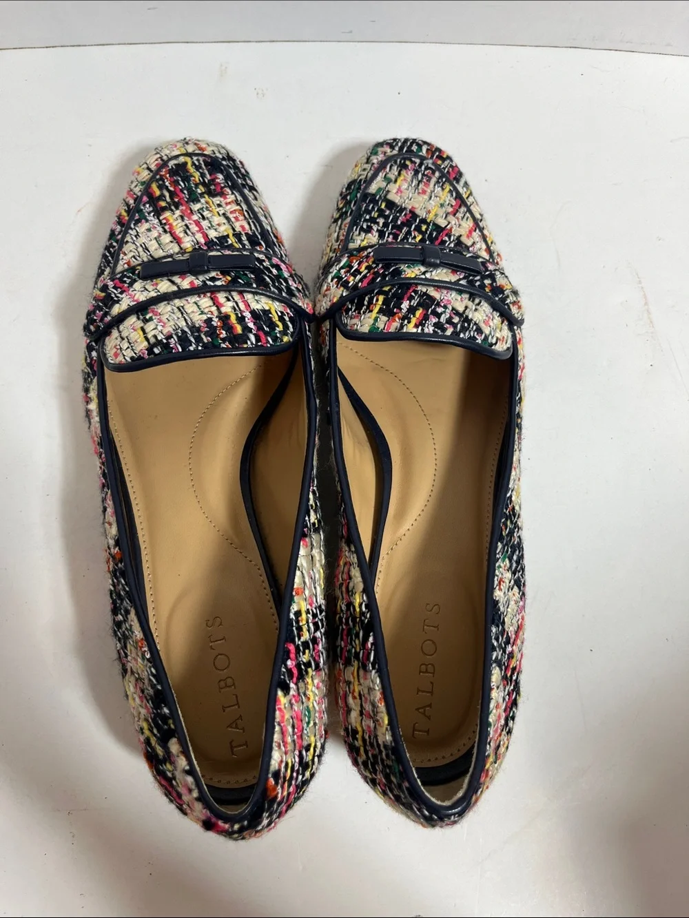 Talbots Multicolor Tweed Loafers with Navy Trim
